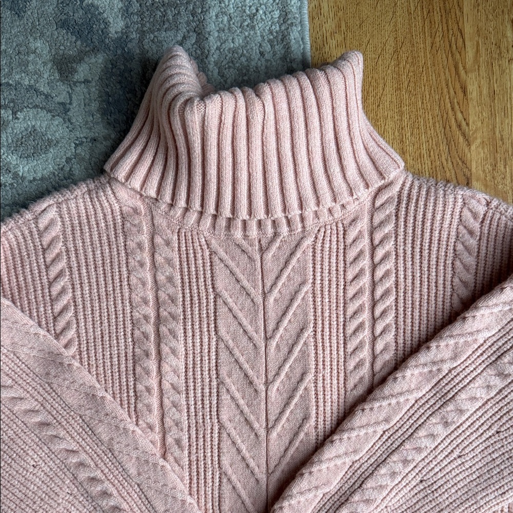 Elie Tahari Blush Cable Knit Turtleneck Sweater - Picture 2 of 4